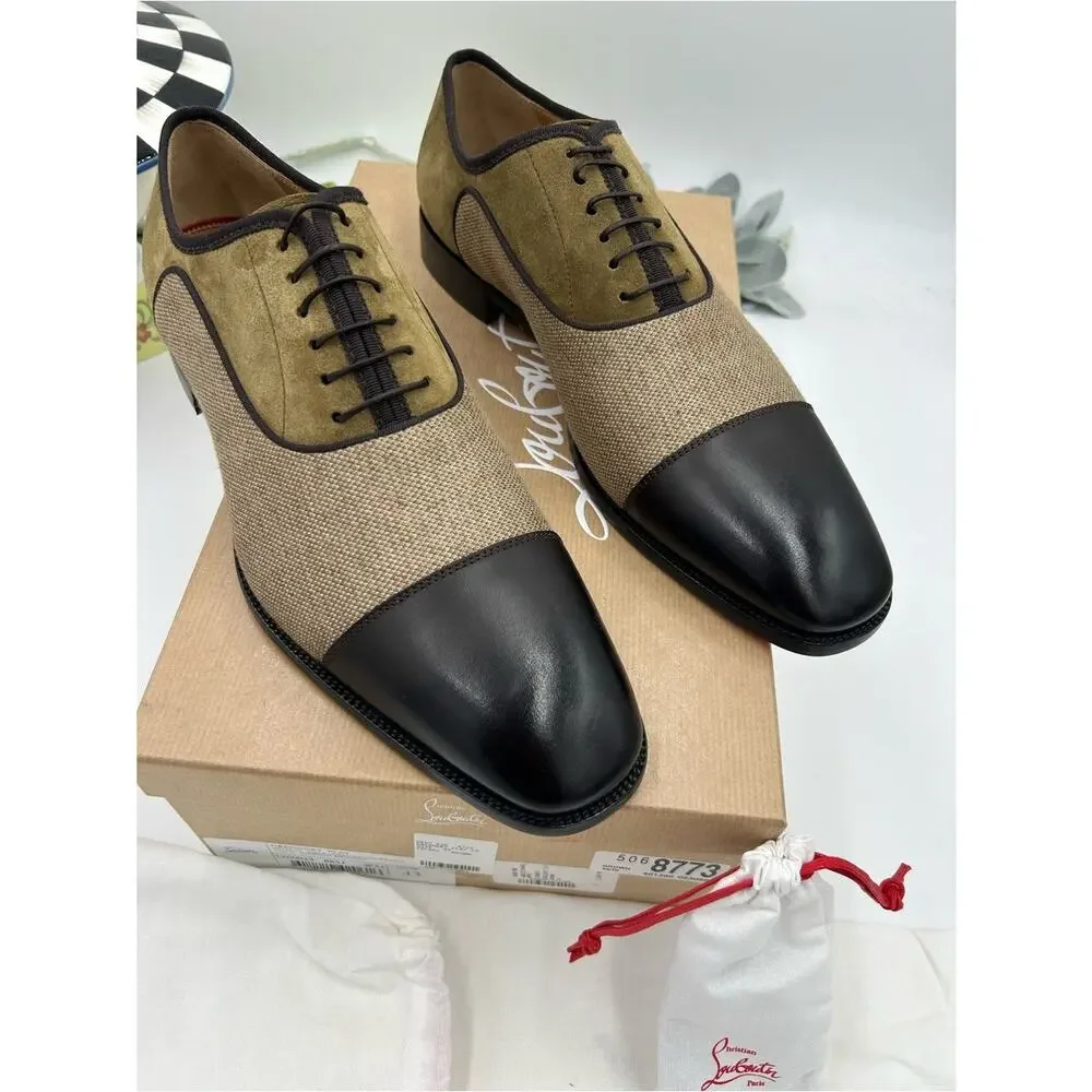 Men's Christian Louboutin Gregory velvet Twill and Leather Oxford's size 43